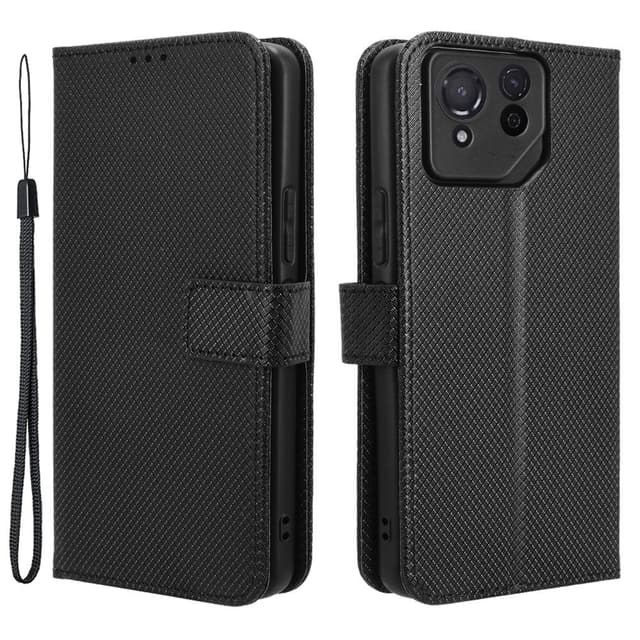 SKALO Asus ROG Phone 8 Pro 5G Premium Mini Rhombus Wallet Flip Cover - Sort