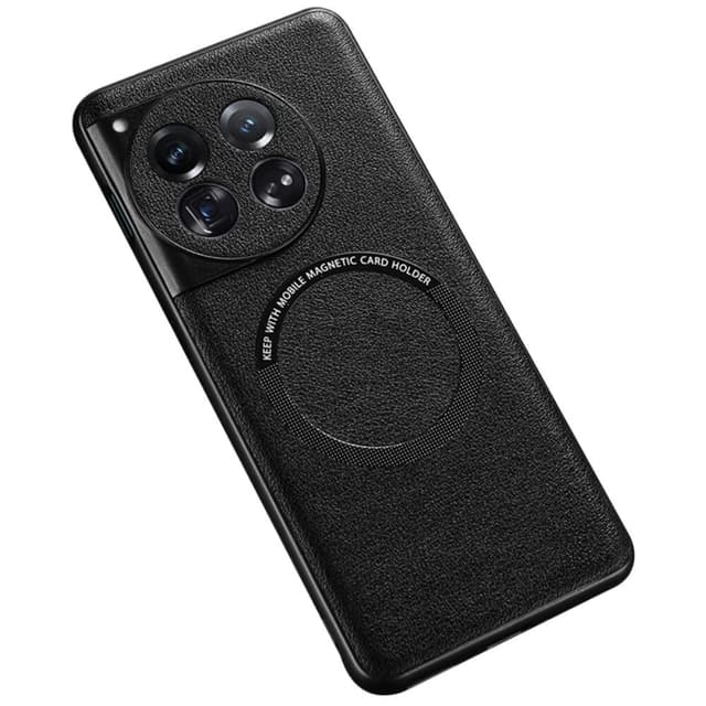 SKALO OnePlus 12 5G PU-Läder Hybrid Magnetring Skal - Svart