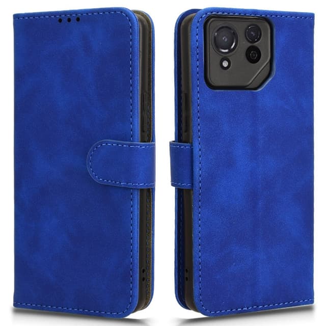 SKALO Asus ROG Phone 8 5G Matt PU-Läder Plånboksfodral - Blå
