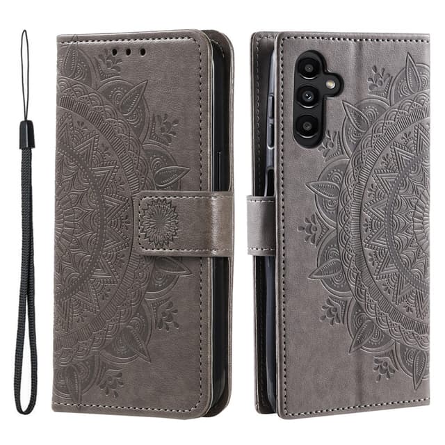 SKALO Samsung A25 5G Mandala Plånboksfodral - Grå