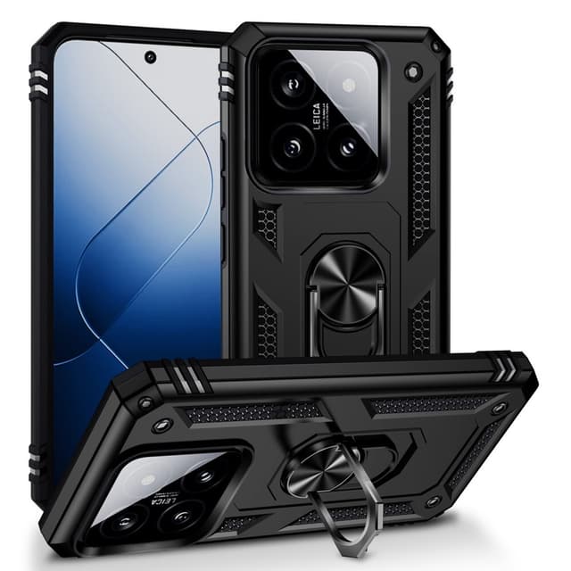 SKALO Xiaomi 14 5G Armor Hybrid Metallring skal - Svart