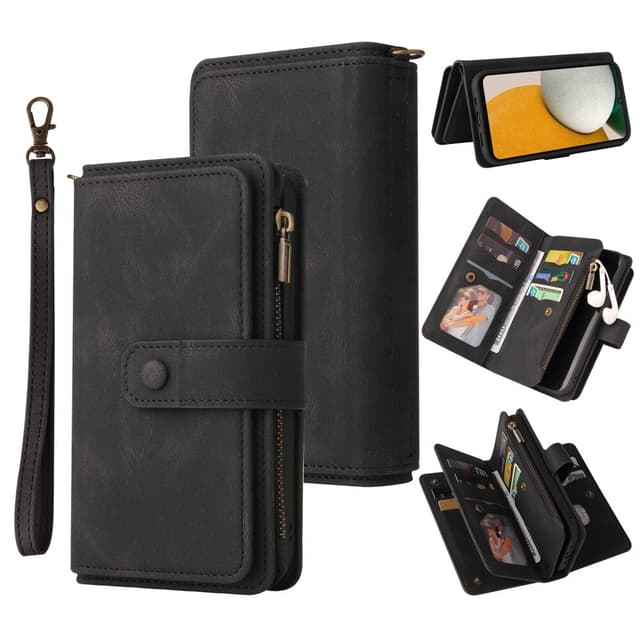 SKALO Samsung A15 4G Big Wallet 17-lokeroa Lompakkokotelo - Musta
