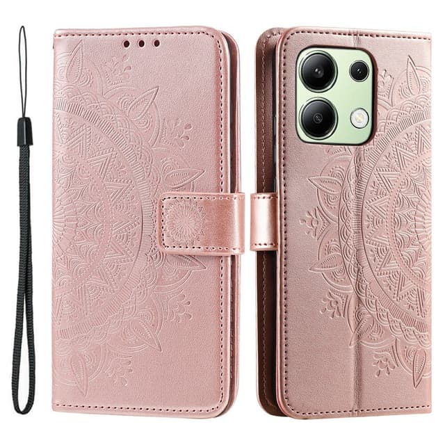 SKALO Xiaomi Redmi Note 13 4G Mandala lompakkokotelo - Ruusukulta