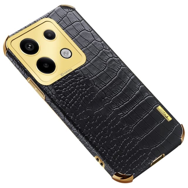 SKALO Xiaomi Redmi Note 13 Pro 5G Krokodil Guldkant Skal - Svart
