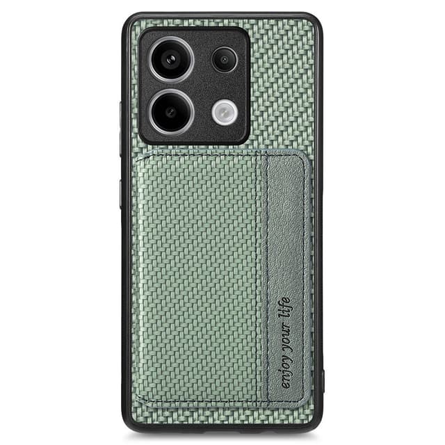 SKALO Xiaomi Redmi Note 13 Pro 5G Carbon Fiber Cover med kortholder - Grøn