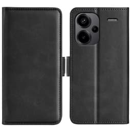 SKALO Xiaomi Redmi Note 13 Pro+ Premium Wallet Flip Cover - Sort