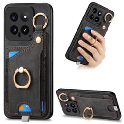 SKALO Xiaomi 14 5G PU-nahkainen Suojakuori Lompakolla - Musta