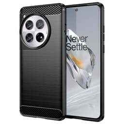 SKALO OnePlus 12 5G Armor Carbon Iskunkestävä TPU suojakuori - Musta