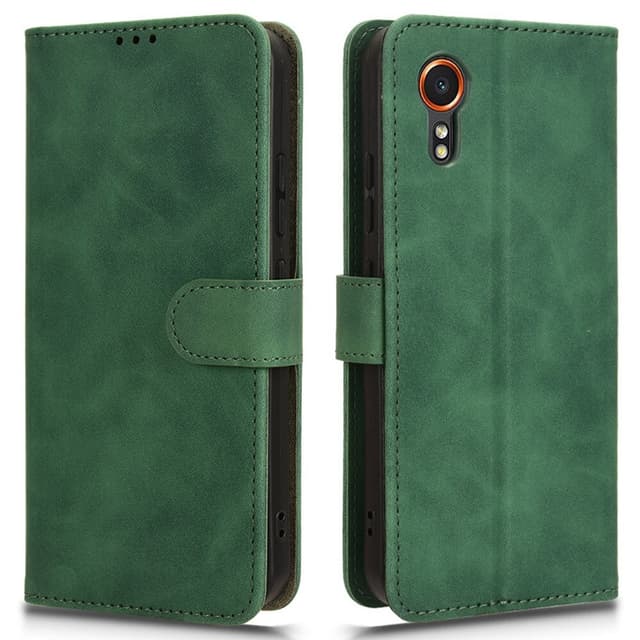SKALO Samsung Xcover 7 Matt PU-Läder Plånboksfodral - Grön