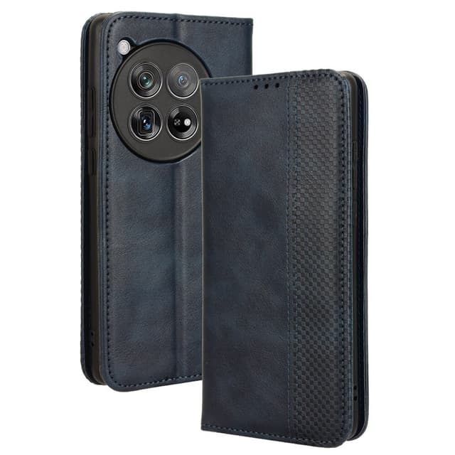 SKALO OnePlus 12R 5G Embossed Premium Plånboksfodral - Blå