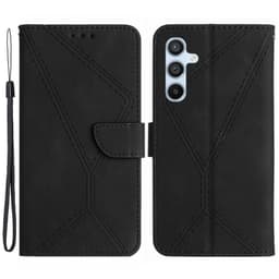 SKALO Samsung A15 4G Embossed Plånboksfodral i PU-Läder - Svart