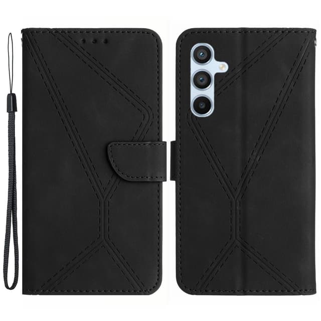 SKALO Samsung A15 4G Embossed Plånboksfodral i PU-Läder - Svart