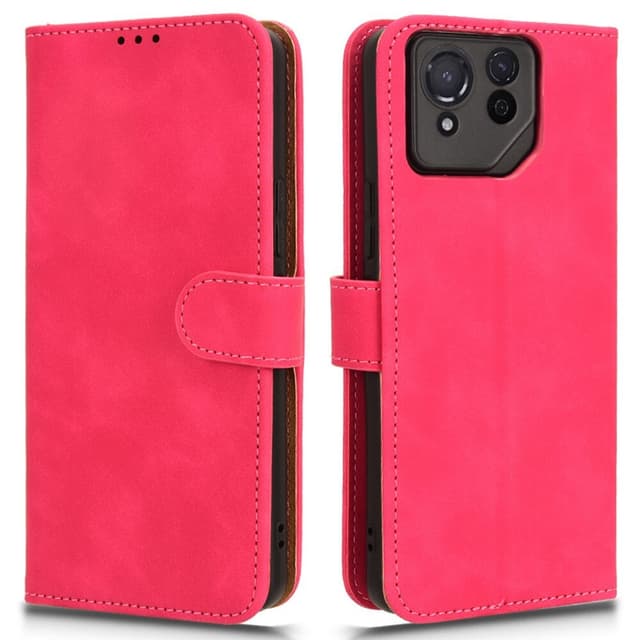SKALO Asus ROG Phone 8 5G Matt PU-Läder Plånboksfodral - Cerise