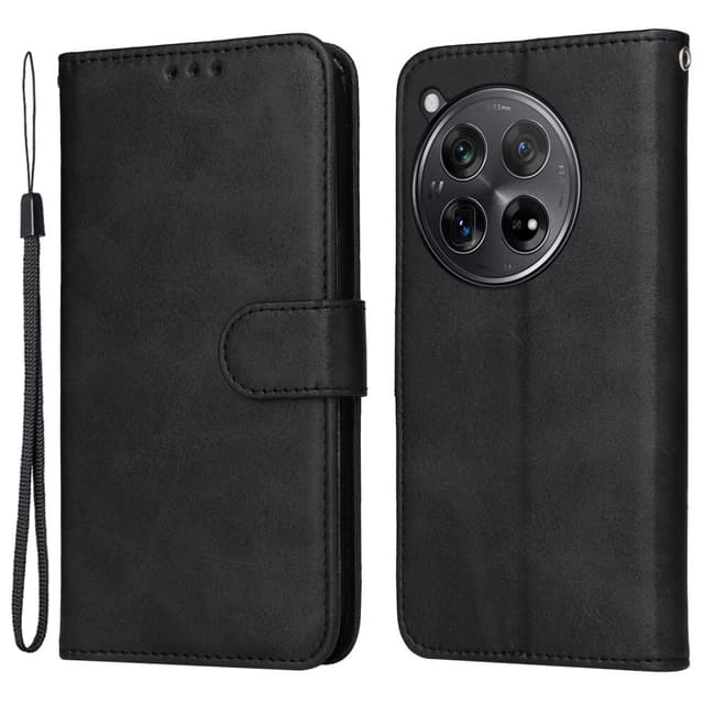SKALO OnePlus 12R 5G PU-nahkainen Lompakkokotelo - Musta