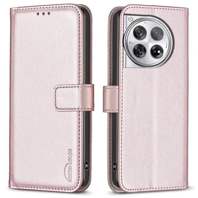 OnePlus 12 5G BINFEN COLOR Embossed Plånboksfodral - Roséguld