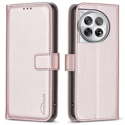 OnePlus 12 5G BINFEN COLOR Præget Flip Cover - Rosa guld