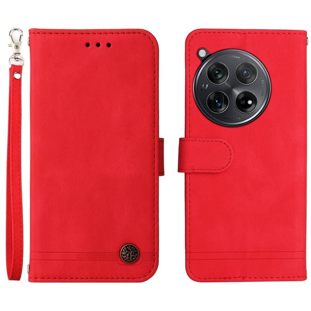 SKALO OnePlus 12R 5G Lompakkokotelo PU-nahkaa - Punainen