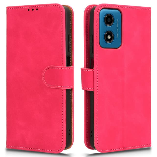 SKALO Motorola Moto G04 Matt PU Nahka lompakkokotelo - Cerise