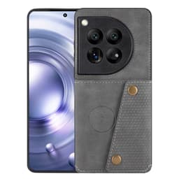SKALO OnePlus 12 5G PU-nahkainen Suojakuori Lompakolla - Harmaa