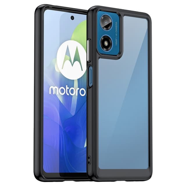 SKALO Motorola Moto G04 Shockproof Clear Hybrid Skal - Svart