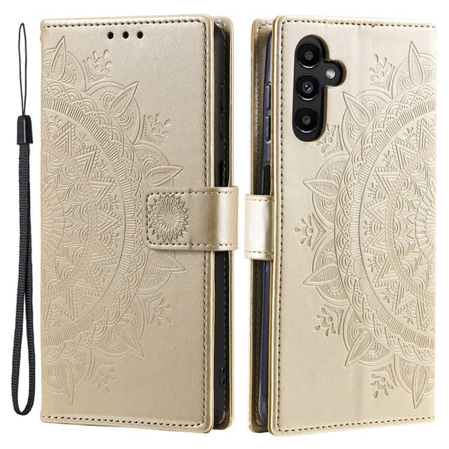 SKALO Samsung A15 4G Mandala lompakkokotelo - Kulta