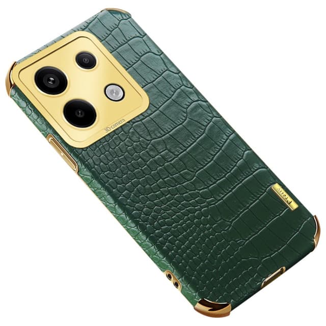 SKALO Xiaomi Redmi Note 13 Pro 5G Crocodile Guldkant Cover - Grøn