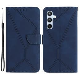 SKALO Samsung A15 4G PU læderpung med prægning - Blå