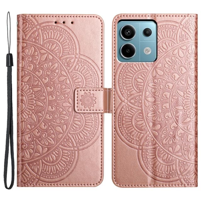 SKALO Xiaomi Redmi Note 13 Pro 5G Mandala lompakkokotelo - Ruusukulta