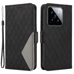 SKALO Xiaomi 14 5G Quiltat Plånboksfodral - Svart