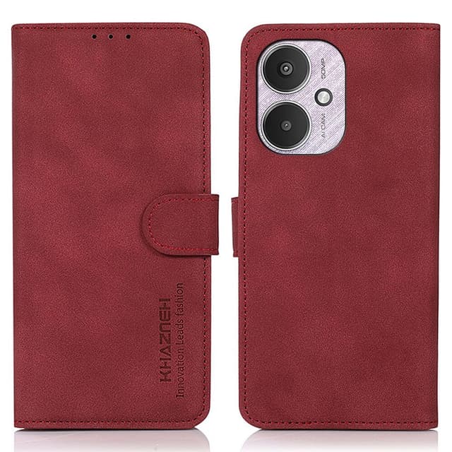 SKALO Xiaomi Redmi 13C 4G KHAZNEH Lompakkokotelo PU-nahasta - Punainen