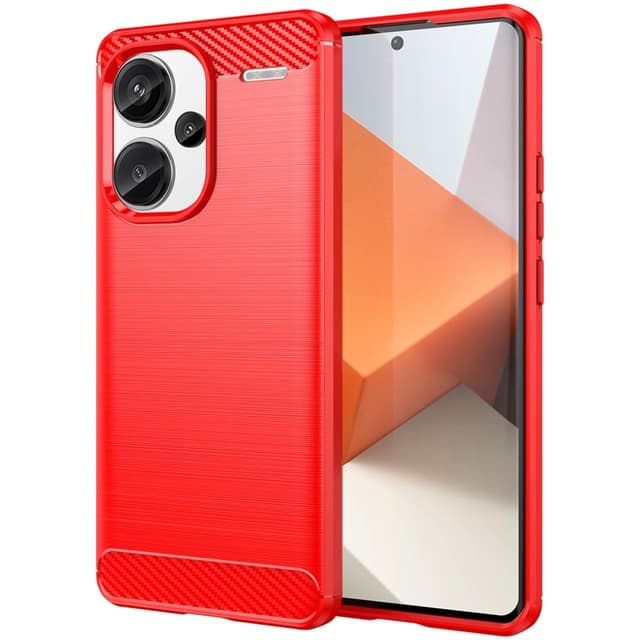 SKALO Xiaomi Redmi Note 13 Pro+ Armor Carbon Stöttåligt TPU-skal - Röd