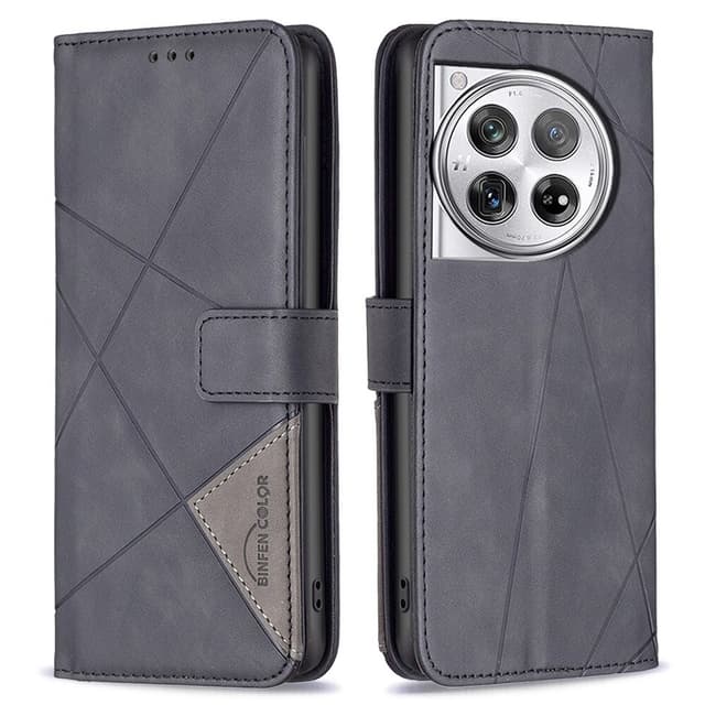 OnePlus 12 5G BINFEN COLOR Embossed Plånboksfodral - Svart