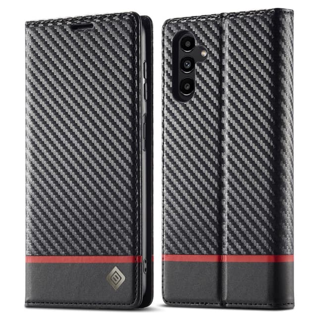 SKALO Samsung A15 4G LC.IMEEKE Carbon Fiber Plånboksfodral i PU-Läder - Svart