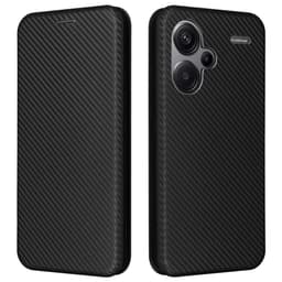 SKALO Xiaomi Redmi Note 13 Pro+ Carbon Fiber Lompakkokotelo - Musta