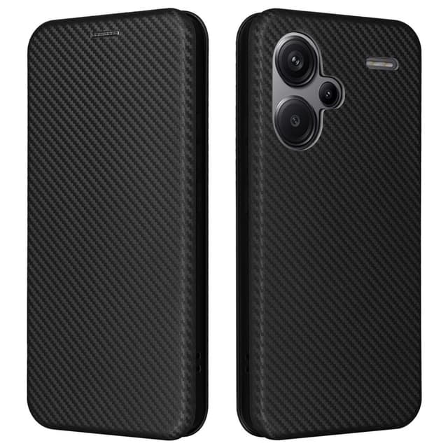 SKALO Xiaomi Redmi Note 13 Pro+ Carbon Fiber Lompakkokotelo - Musta