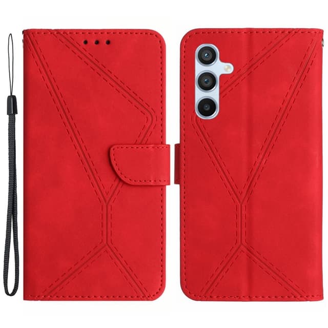 SKALO Samsung A15 4G Embossed Plånboksfodral i PU-Läder - Röd