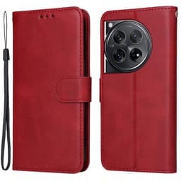SKALO OnePlus 12 5G PU-nahkainen Lompakkokotelo - Punainen