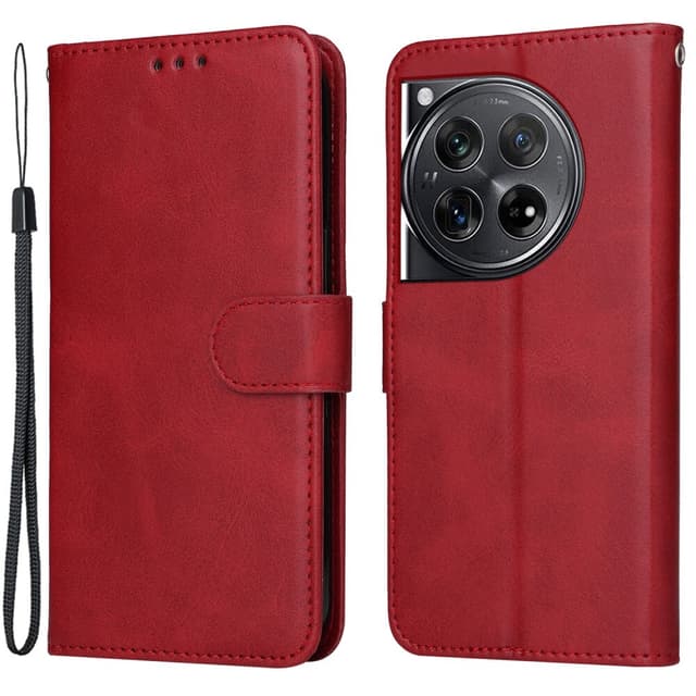 SKALO OnePlus 12 5G PU-nahkainen Lompakkokotelo - Punainen