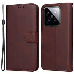 SKALO Xiaomi 14 5G PU-Läder Plånboksfodral - Brun