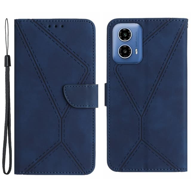 SKALO Motorola Moto G04 Embossed Plånboksfodral i PU-Läder - Blå