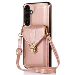 SKALO Samsung A15 5G PU-Läder Korthållare Skal - Roséguld
