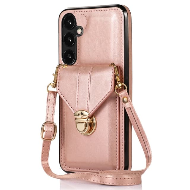 SKALO Samsung A15 5G PU-Läder Korthållare Skal - Roséguld