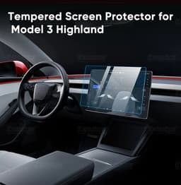 Skærmbeskytter i MAT hærdet glas til begge skærme - Tesla 3 ""Highland""