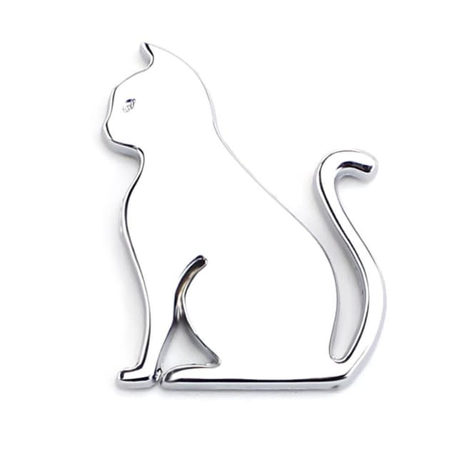 Metall Katt Sticker Bildekal Självhäftande Dekoration - Silver