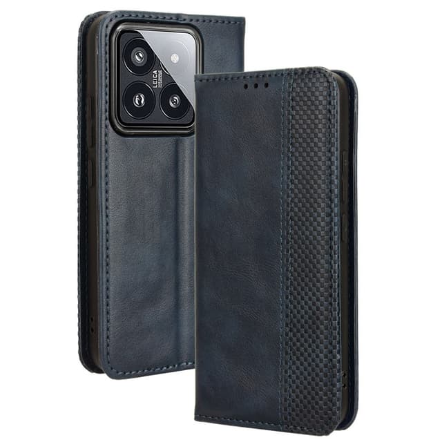 Til Xiaomi 14 Vintage Lommebok-deksel/deksel - Blå