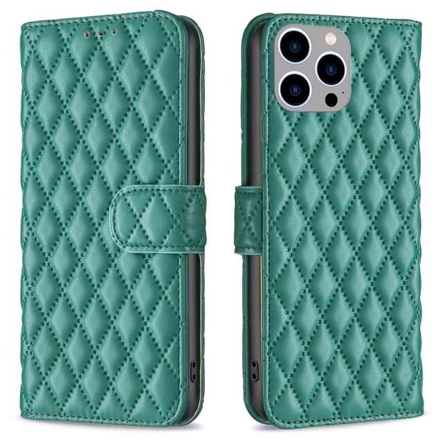 SKALO iPhone 15 Pro BINFEN COLOR Quiltat Plånbok - Grön