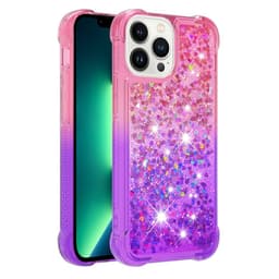 SKALO iPhone 15 Pro Max Juoksuhiekka Glitter Sydämet TPU kuori - Pinkki-Violetti