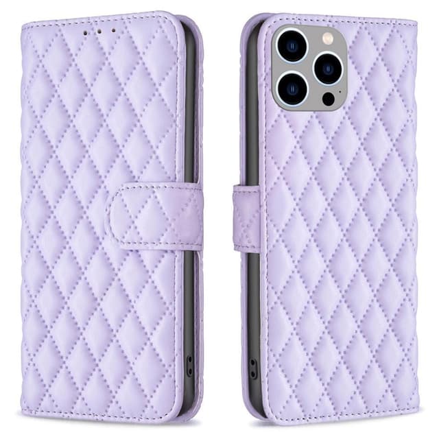 SKALO iPhone 15 Pro BINFEN COLOR Quiltat Plånbok - Lila