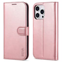 SKALO iPhone 15 Pro AZNS lompakkokotelo - Ruusukulta
