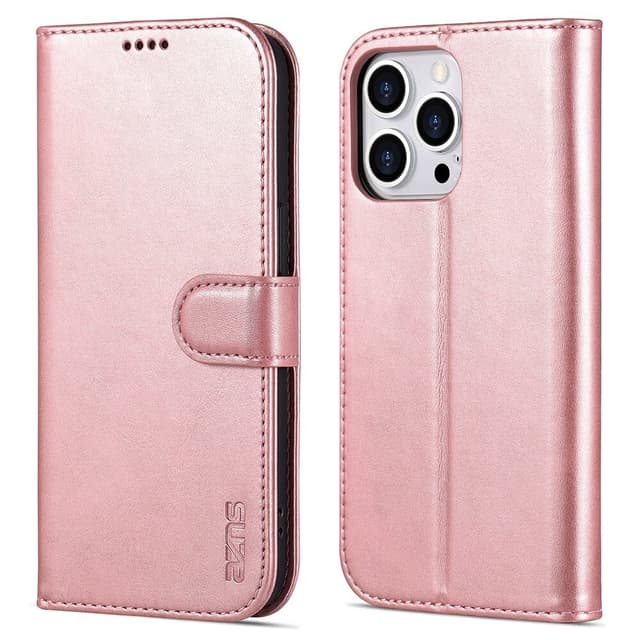 SKALO iPhone 15 Pro AZNS lompakkokotelo - Ruusukulta